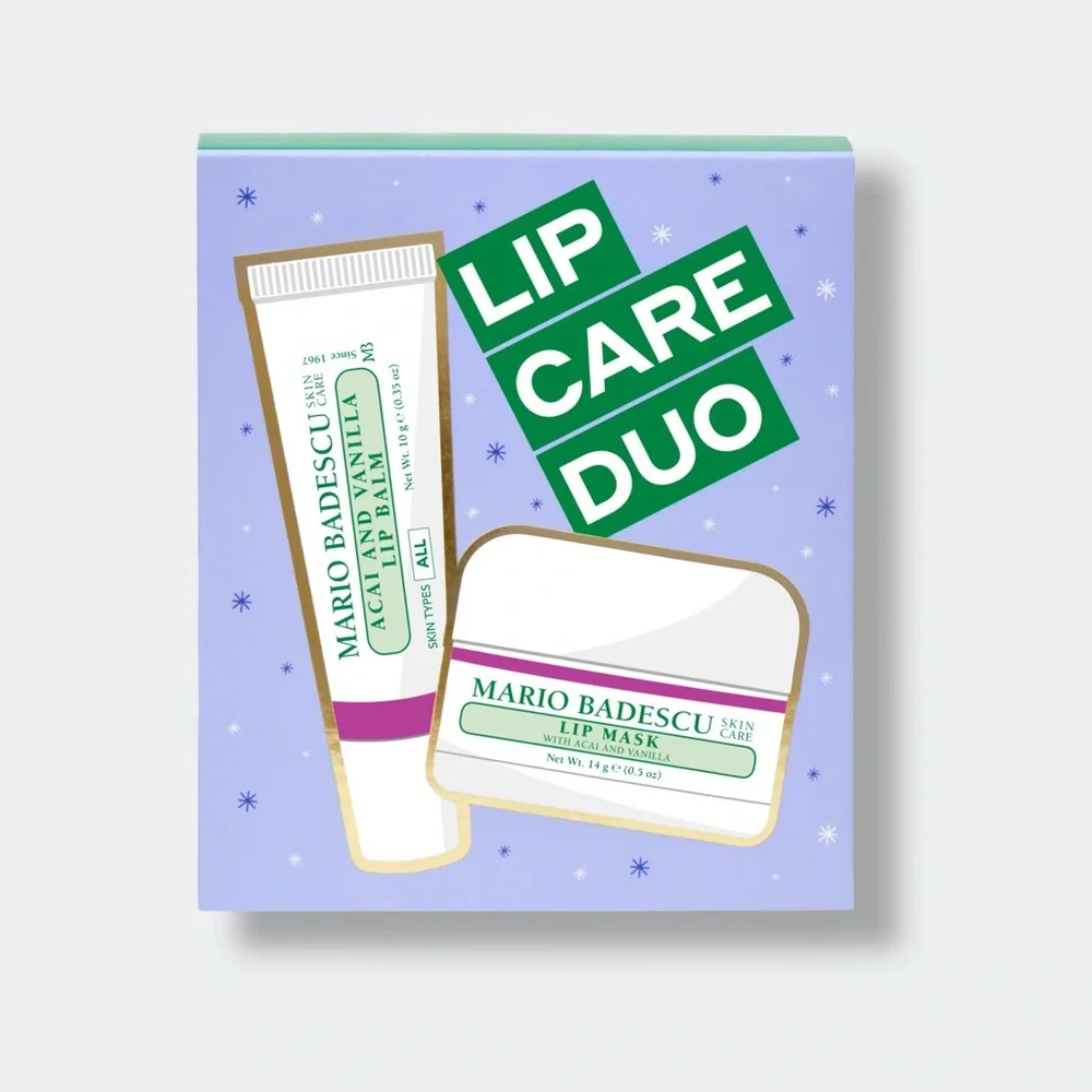 Mario Badescu Lip Care Duo Acai Vanilla Lip Balm and Overnight Lip Mask Set